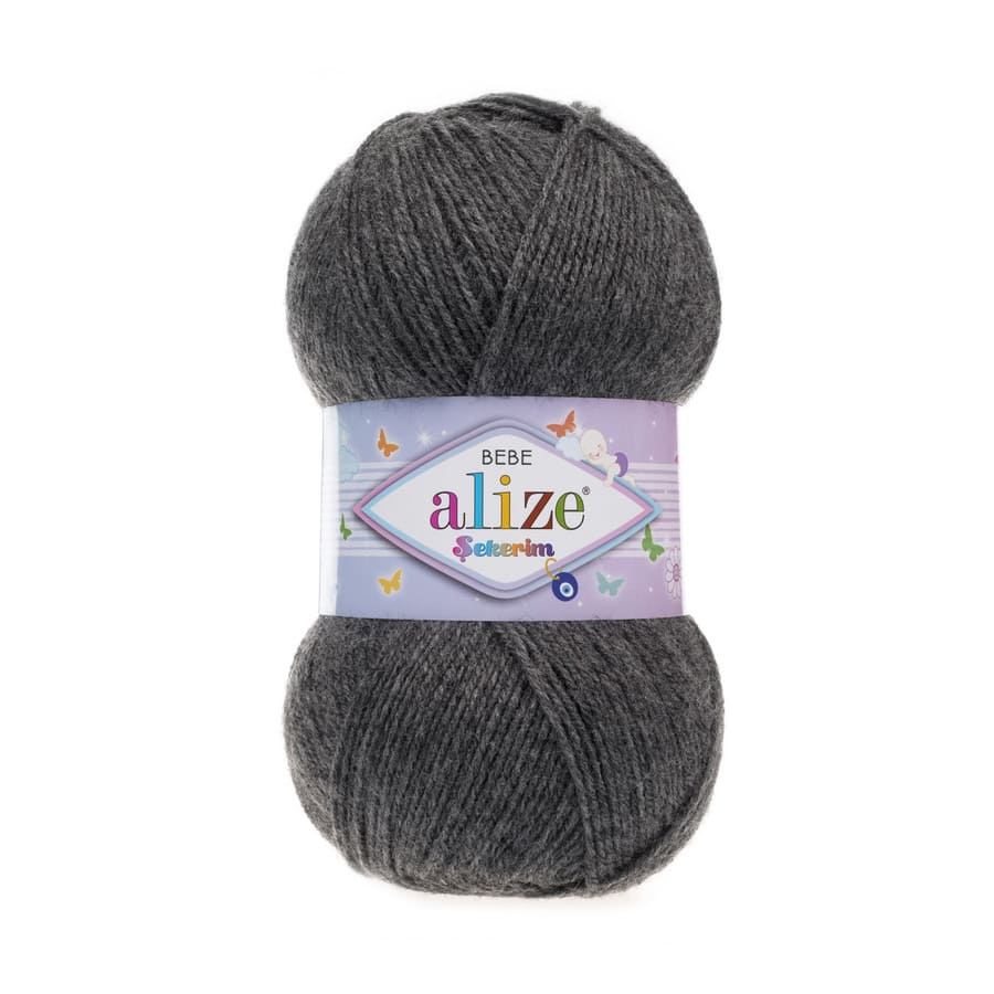 Пряжа Sekerim BEBE  (Alize), цвет 197 темно-серый меланж