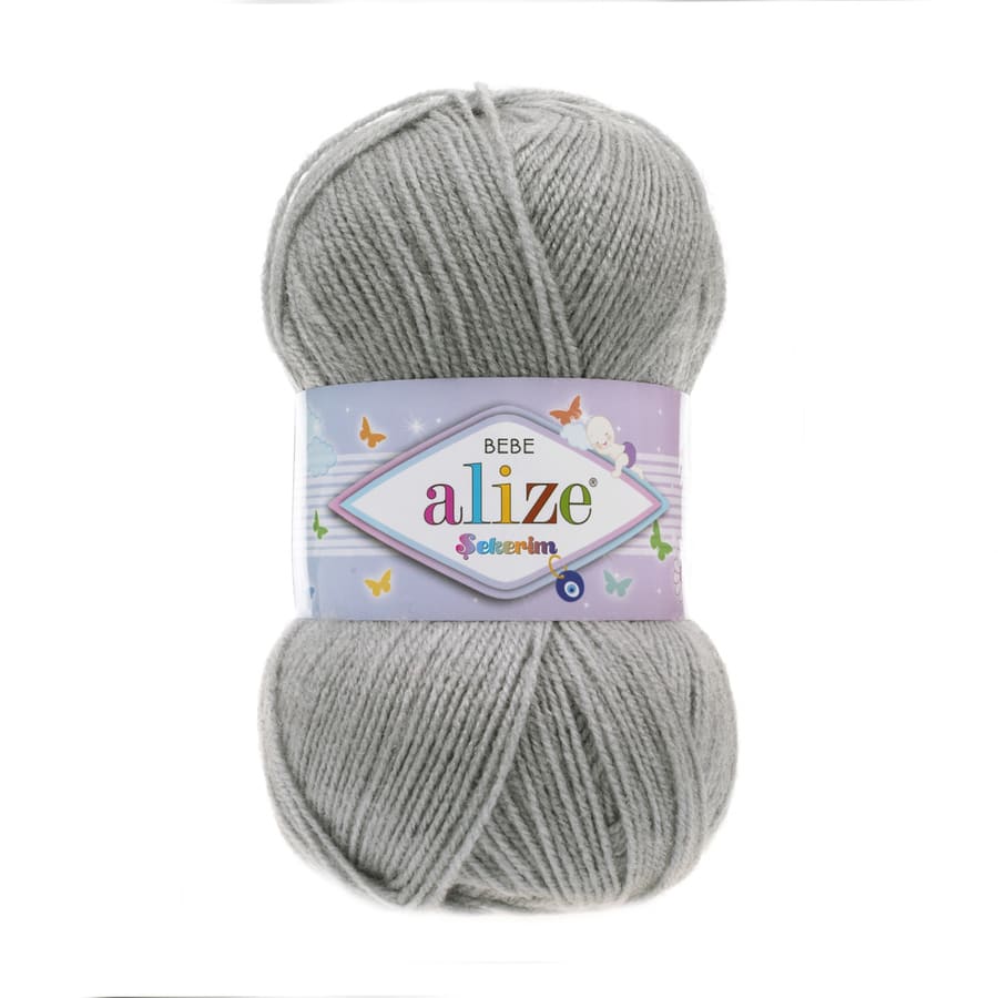 Пряжа Sekerim BEBE  (Alize), цвет 344 серый меланж